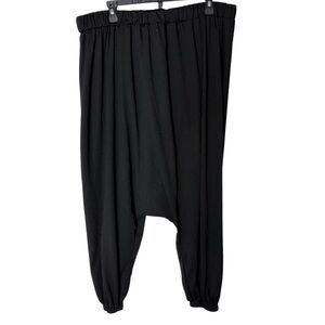 Black Stretchy Harem Pants Dropped Crotch Hammer Pants Plus Size 2XL
